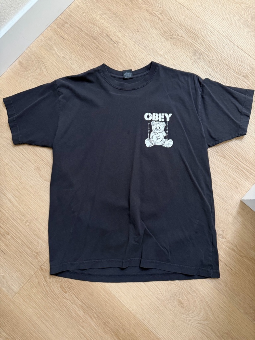 Obey Black Short-Sleeve Tee with White Graphic Chest Logo
